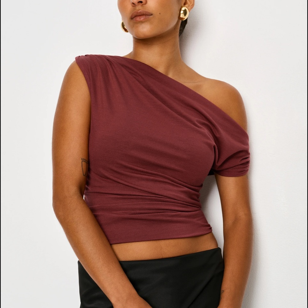 One-Shoulder Burgundy Top